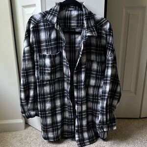 boohoo Black and White Plaid Women’s Flannel